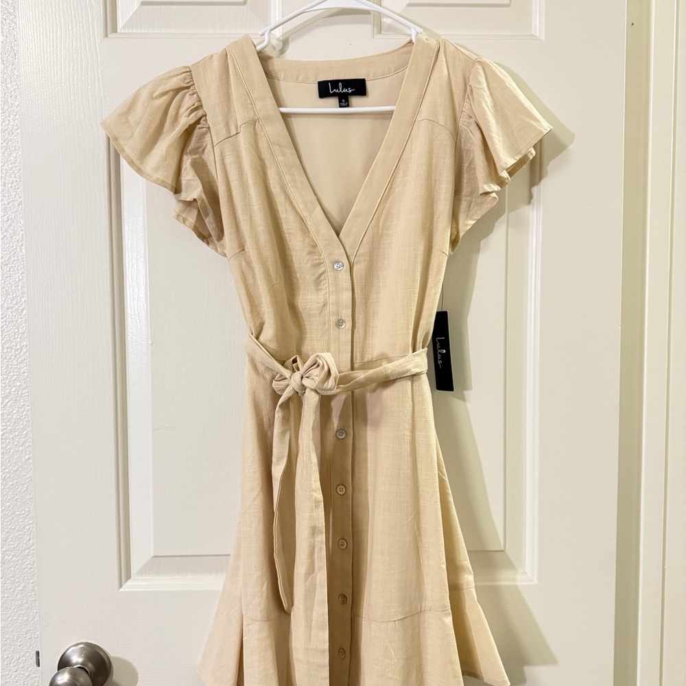 Lulu's Cream Button-Up Dress